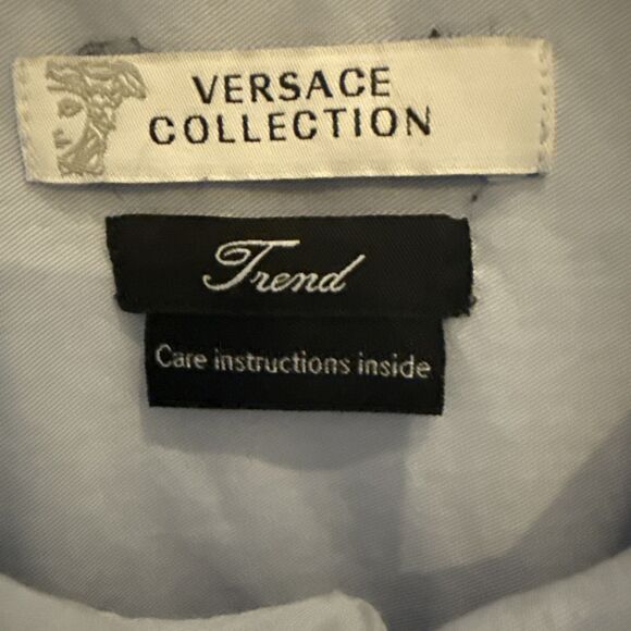 BIG & TALL LUXURY Versace Collection Trend Blue Dress Shirt Size 2XL EUC - Picture 5 of 11